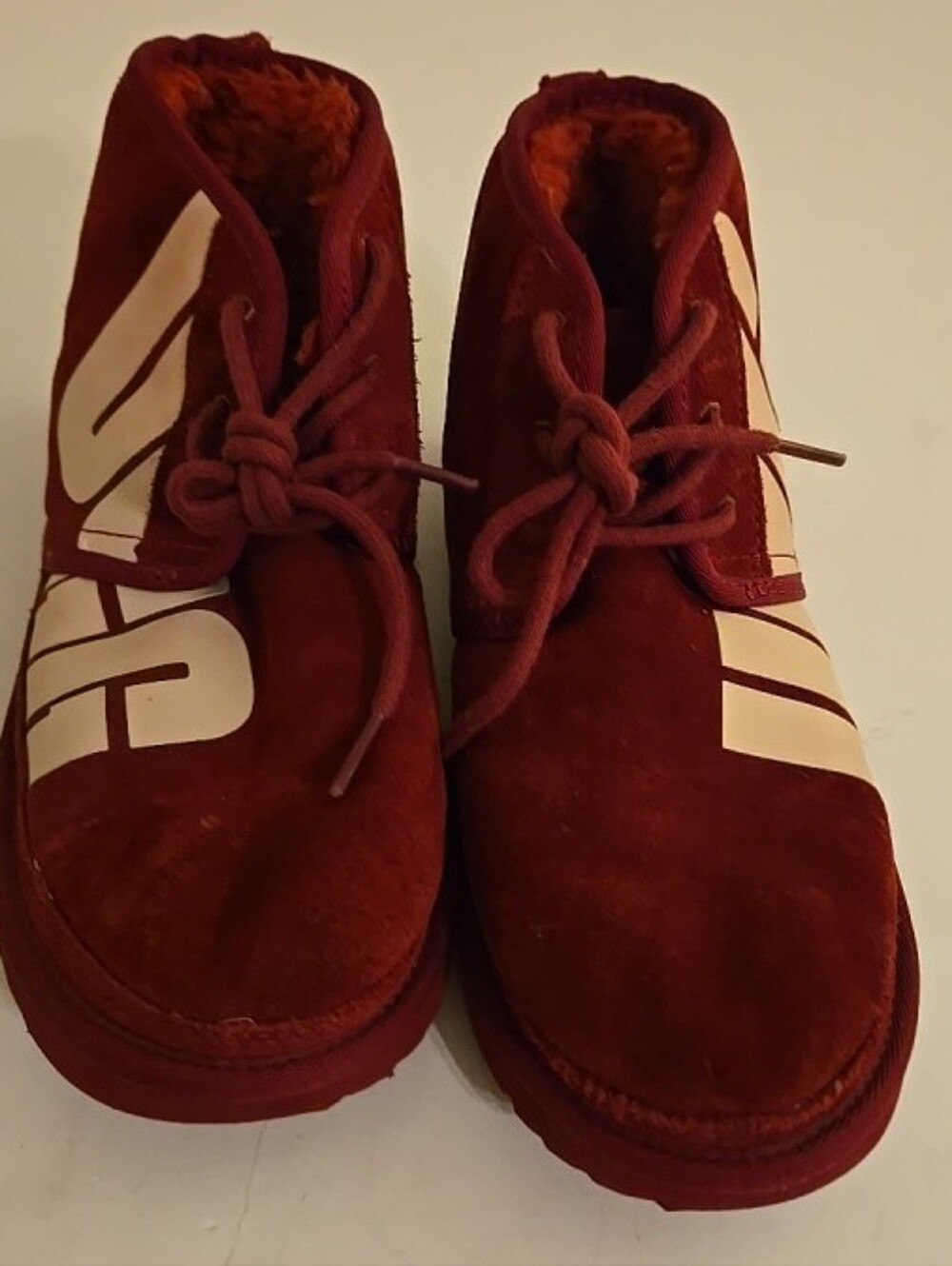 UGG Big Kids Burgundy Suede Lace-Up Booties Size 6